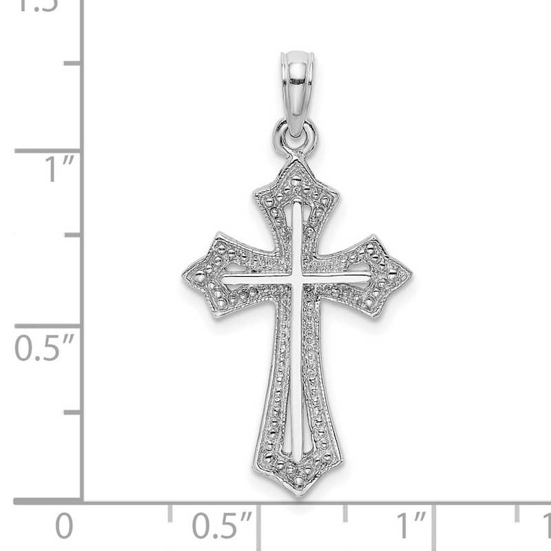 Curata 10k Yellow or White Gold 18" Beaded Religious Faith Cross Necklace (17mm x 30.4mm)