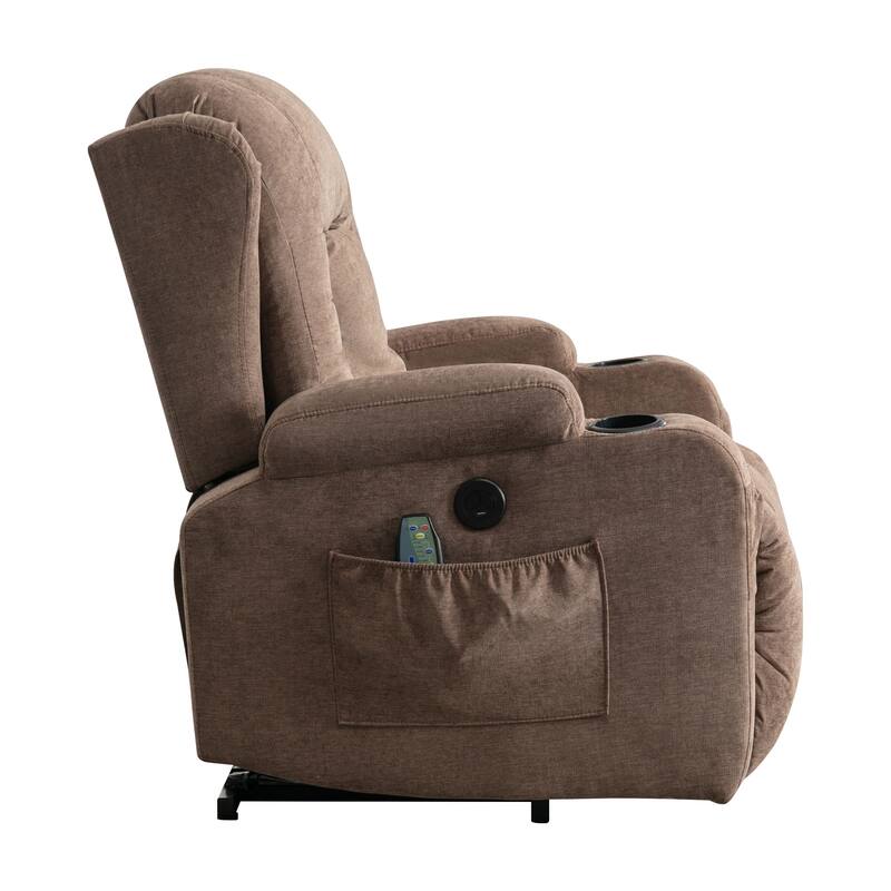 Brown Power Lift Recliner with Heat & Adjustable Recline