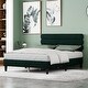 preview thumbnail 11 of 27, Queen Size Platform Bed w/ Upholstered Headboard for Kids Teens Adults Green