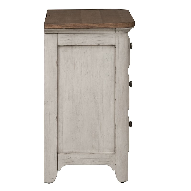 Farmhouse Reimagined 3-Drawer Night Stand with Charging Station