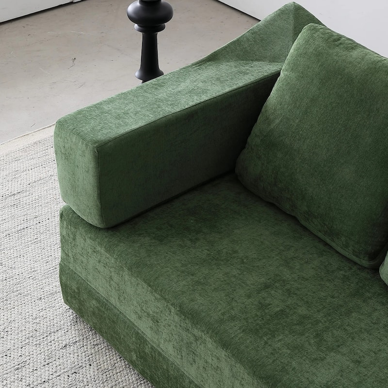 70.87" Upholstered Convertible Sleeper Sofa, Convertible Chair Floor Couch Comfy Sofa for Living Room, Bedroom, Chenille Fabric