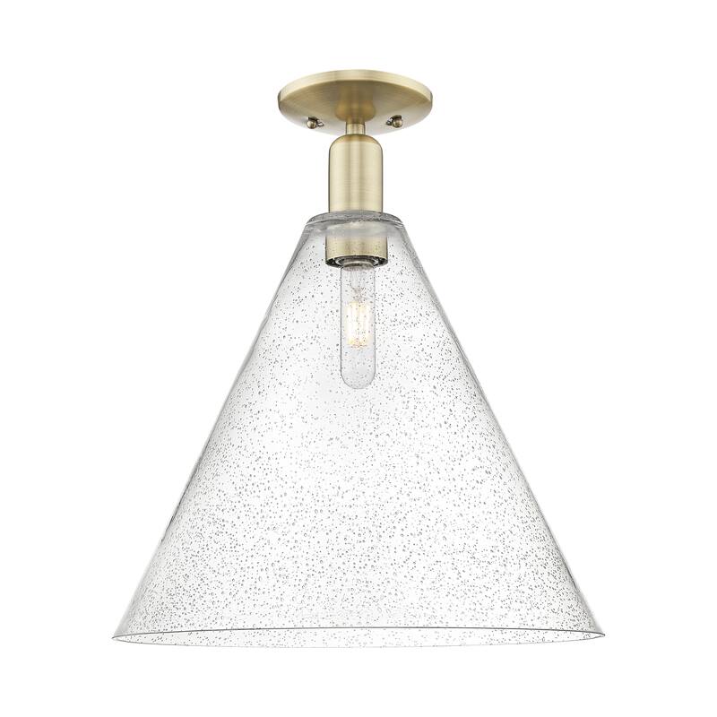 Innovations Lighting Endless Possibilities Arcadia - Berkshire Glass - 1 Light 16" Semi-Flush Mount - Antique Brass/Seedy