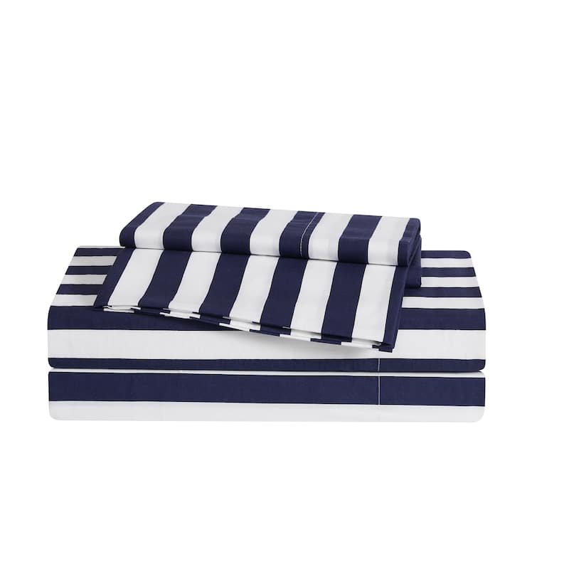 Brooklyn Loom Levi Stripe Sheet Set - King - White/Navy