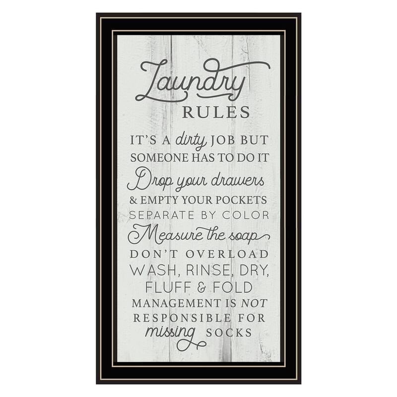 TrendyDecor4U Traditional "Laundry Rules" Framed Print Wall Art by Lux+ Me Designs - Blue, Green, White