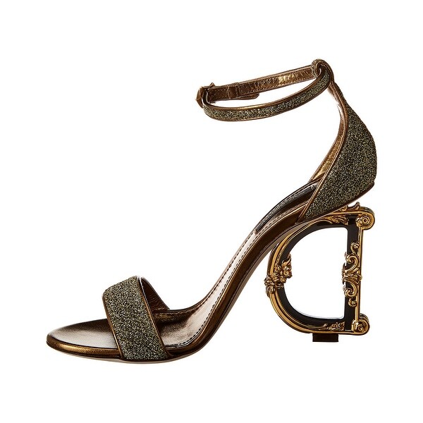 lurex sandals with sculpted heel