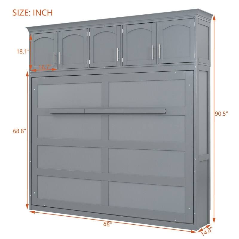 Murphy Bed Wall Bed with Top Cabinets（Full Size and Queen Size ）
