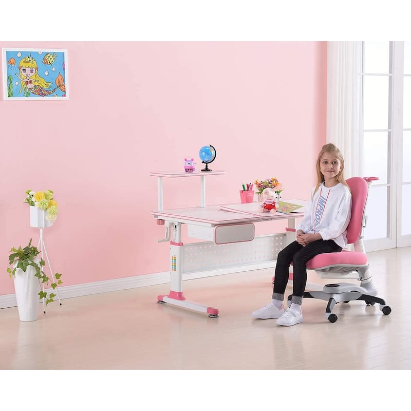 ApexDesk Little Soleil Kid's Height Adjustable Desk w/ Shelf & Drawer