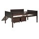 preview thumbnail 58 of 62, Kids Twin Size Low Loft Bed with Rope Climbing Frame, Slide, Double-Sided Chalkboards and Lockable Underbed Storage Boxes