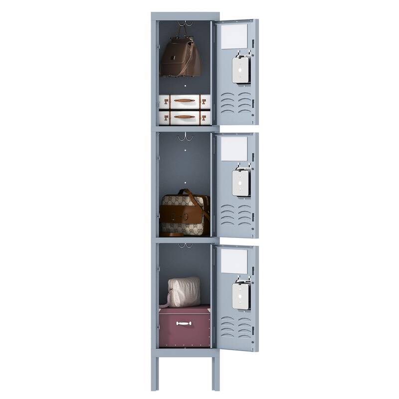 66"H Metal Lockers For Employees With 3 Door Storage Locker For Employees Gym School Home Office Garage-Assembly Required