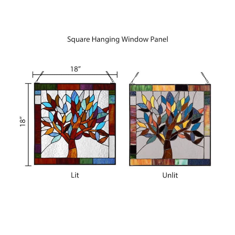 River of Goods Tiffany Style Mystical World Tree Stained Glass 18-inch Window Panel - M