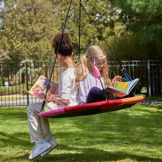 40 Inch Tree Swing Saucer with Hanging Straps Swings for Kids - Multicolor