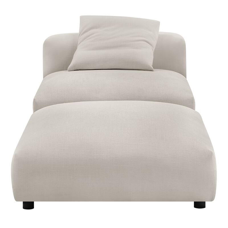 Solace Modular Upholstered Fabric Armless Chair and Ottoman Set