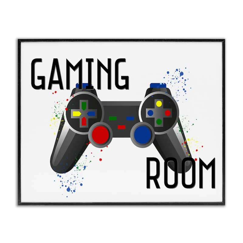 Stupell Gaming Room Modern Controller Framed Giclee Art Design By Kim Allen - 30 x 24 - Black
