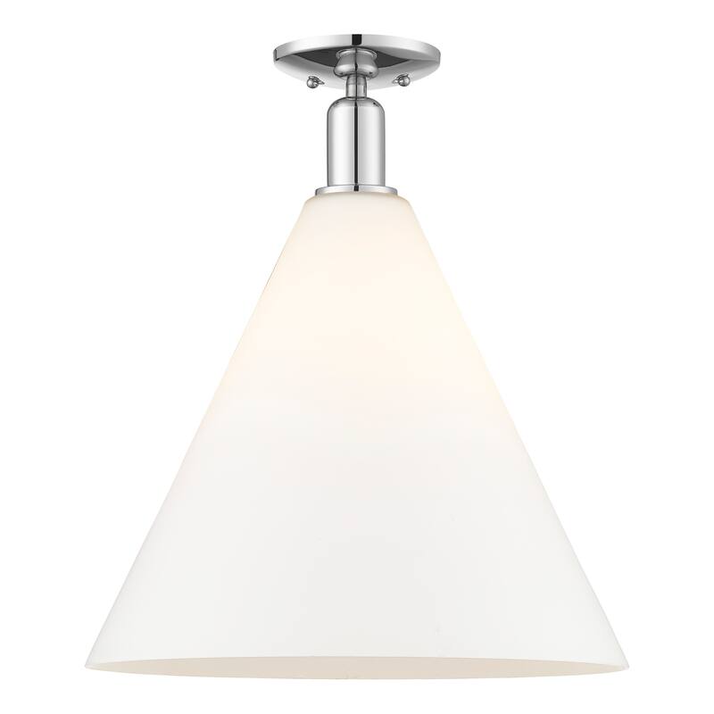 Innovations Lighting Endless Possibilities Arcadia - Berkshire Glass - 1 Light 16" Semi-Flush Mount - Polished Chrome/Matte White