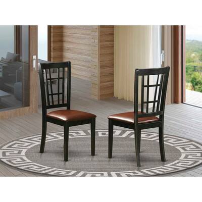 Modern Dining Chair Wood Seat Buttermilk Brown Finish Set of 2