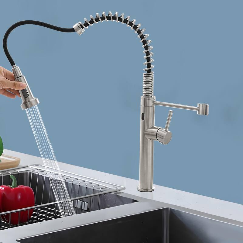 Topcraft Single Handle Pull-Out Stainless Steel Kitchen Faucet with Sensor