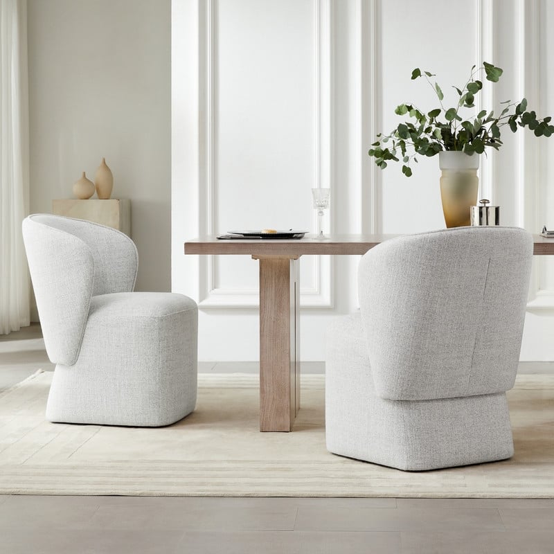 Kyle Morden Fabric Dining Room Chair with Casters Wrap-round Back