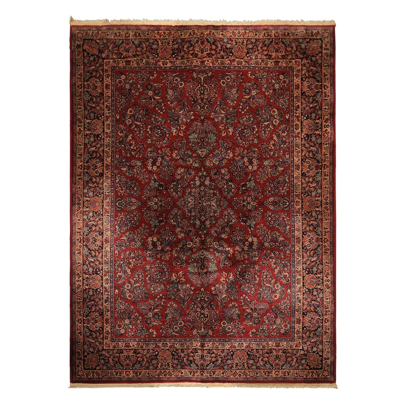8'8''x12 Machine Made New Zealand Wool Burgundy Sarouk Traditional Karastan Rug - 8' 8'' x 12'