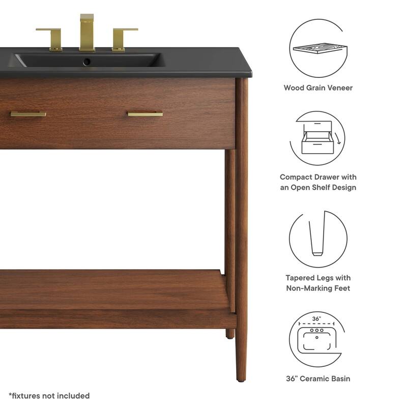 Zaire 18"/24"/30"/36"/48" Bathroom Vanity with Black Sink Top