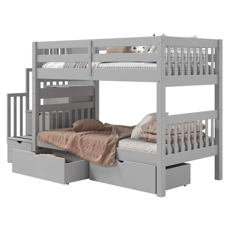 Taylor & Olive Trillium Twin over Twin Stairway Bunk Bed, 2 Drawers