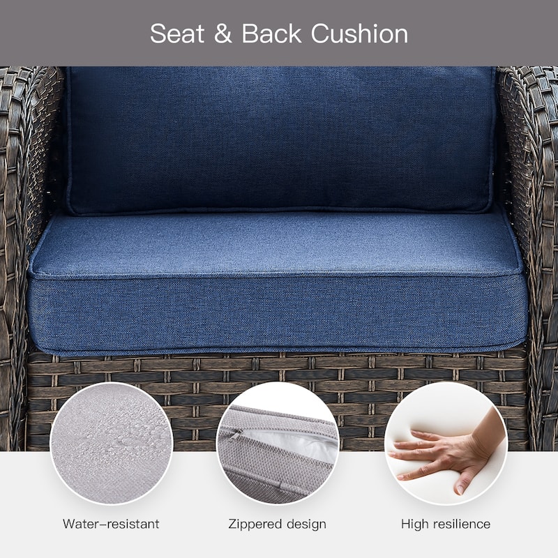 Pocassy Outdoor Patio Sofa Loveseat with Chair Coffee Table