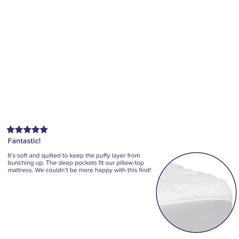 Mattress Pad Cover Topper - Down Alternative Fill - Fits 8"-21" Mattresses - White
