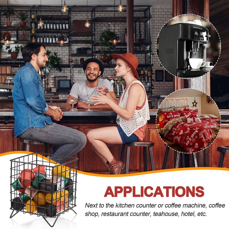 2pcs Coffee Pod Holder, Metal K Cup Holder, Coffee Pod Storage Basket