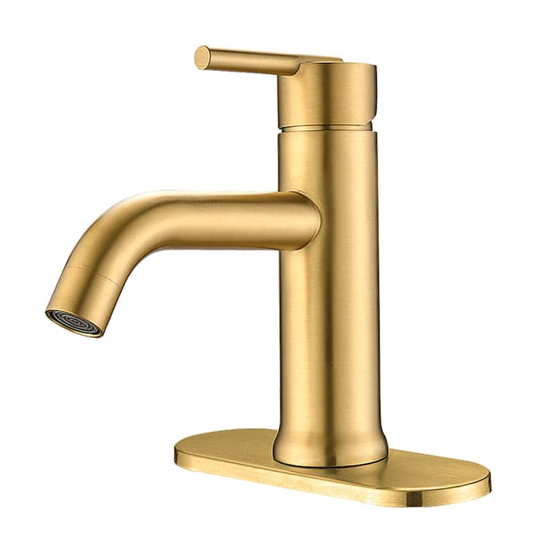 PROOX Single Lever Handle Bathroom Single Hole Basin Stainless Steel Faucet - Brushed Gold