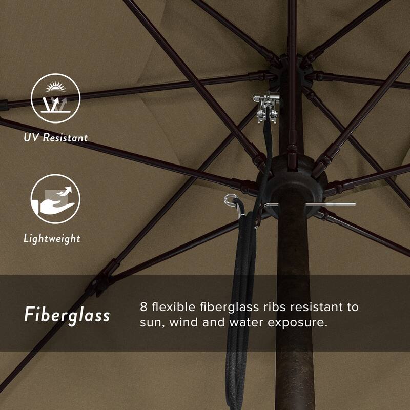 California Umbrella 11' Rd Aluminum Frame, Fiberglass Rib Patio Umbrella, Push Open, Bronze Finish, Sunbrella Fabric