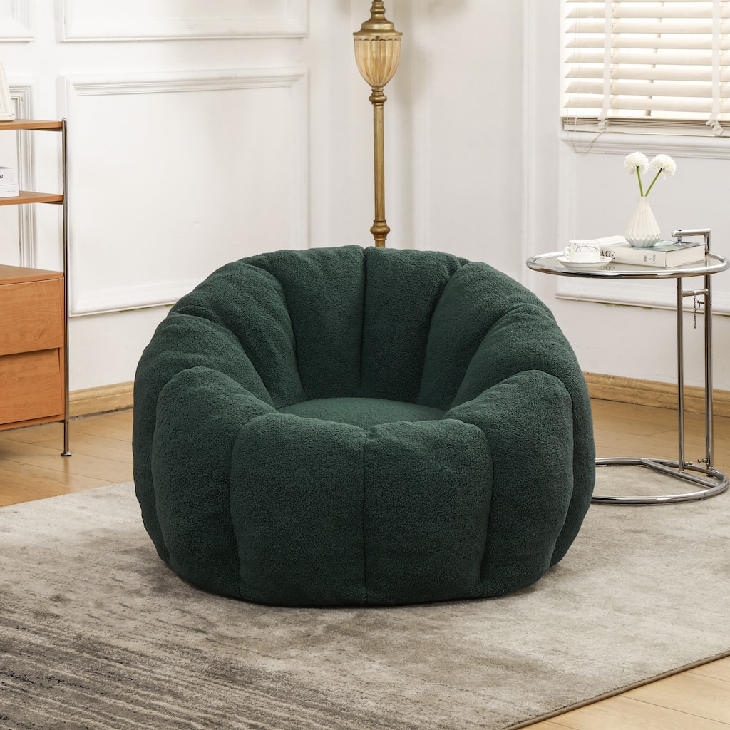 Green Comfortable Bean Bag Chair Sofa Chair with Armrests, Leisure Chair Lounge Chair Upholstered Chair