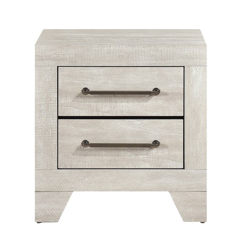 Gray Oak Nightstand with Two Dovetail Drawers