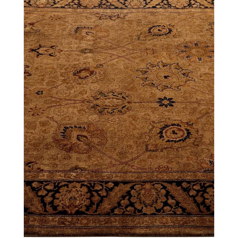 Overton Hand Knotted Wool Vintage Inspired Modern Contemporary Overdyed Brown Area Rug - 4' 1" x 6' 8"