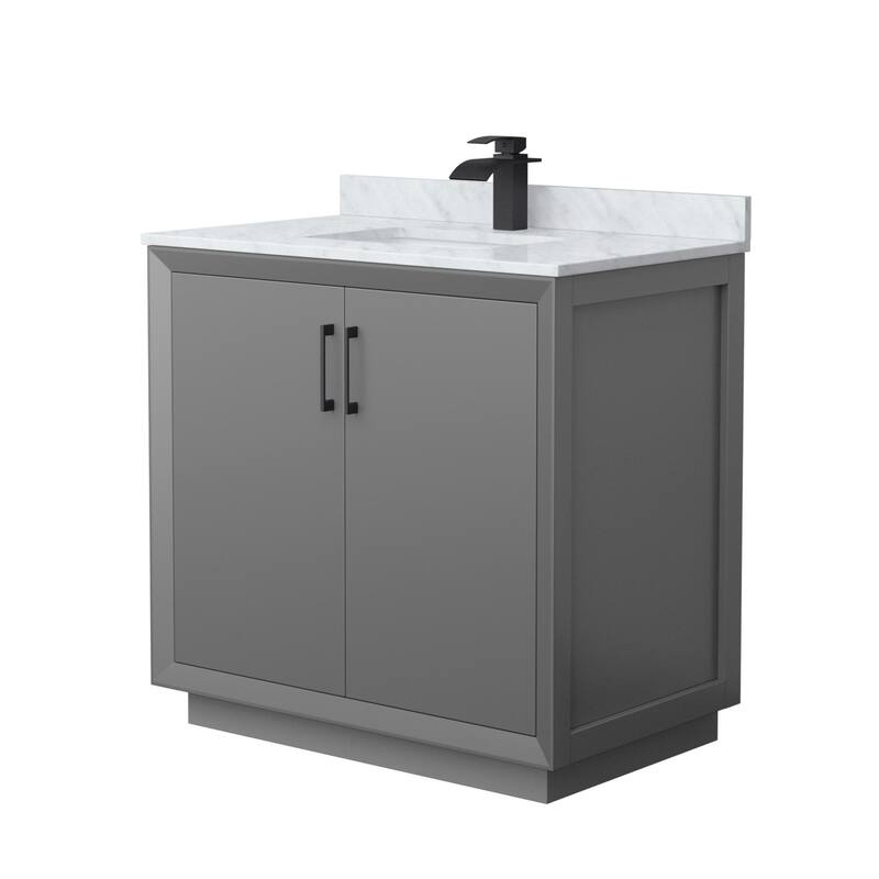 Wyndham Collection WCF414136S-NAT-UNSMXX Strada 36" Free Standing - Dark Gray / Matte Black Hardware