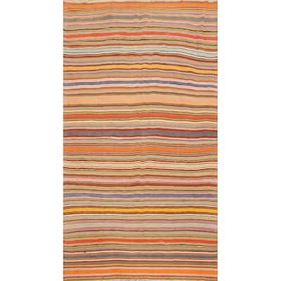 Hand Woven Oriental 100% Wool Carpet Southwestern Geometric Multi-Colored Kilim Area Rug - 8' 10'' X 4' 10''