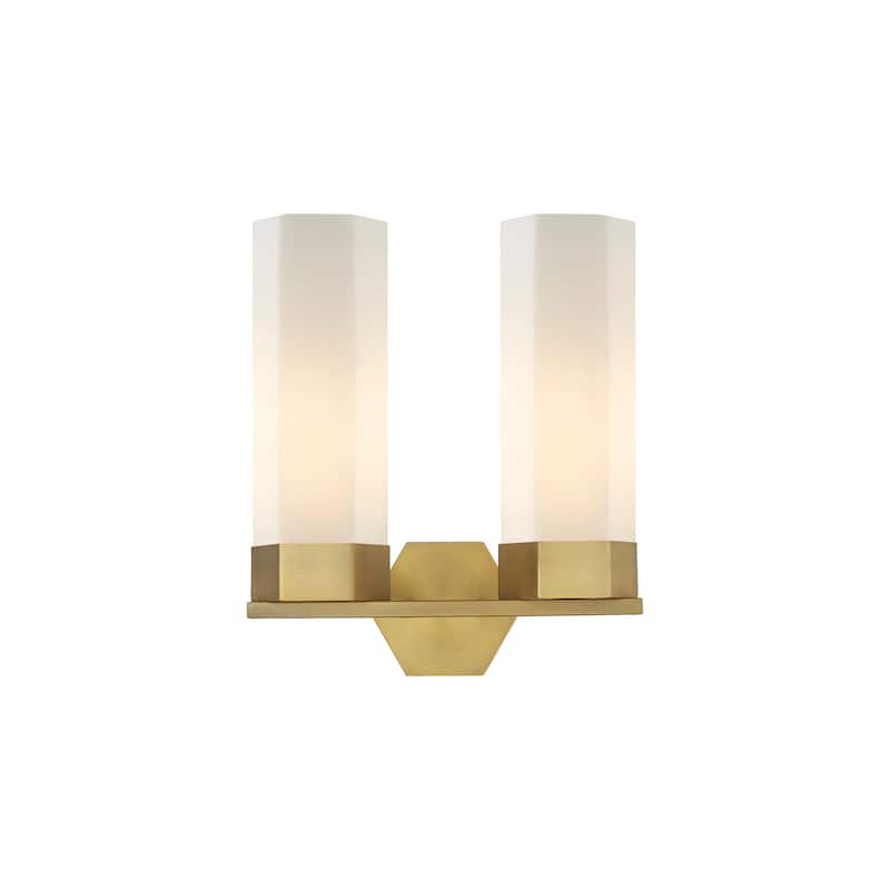 Innovations Lighting Claverack - 2 Light 14" Wall-Mounted Bath Vanity Light - Brushed Brass/Matte White