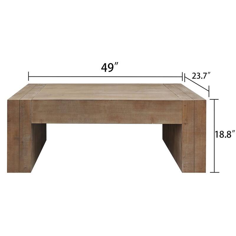 Rustic 49" Wood Coffee Table, Farmhouse Rectangular Table for Living Room Space