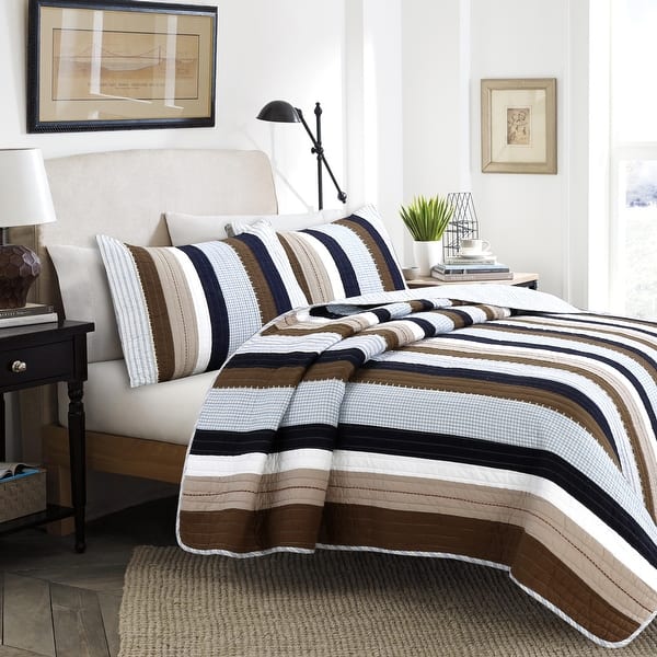 Copper Grove Comfrey 3piece Stripe Quilt Bedding Set Bed Bath