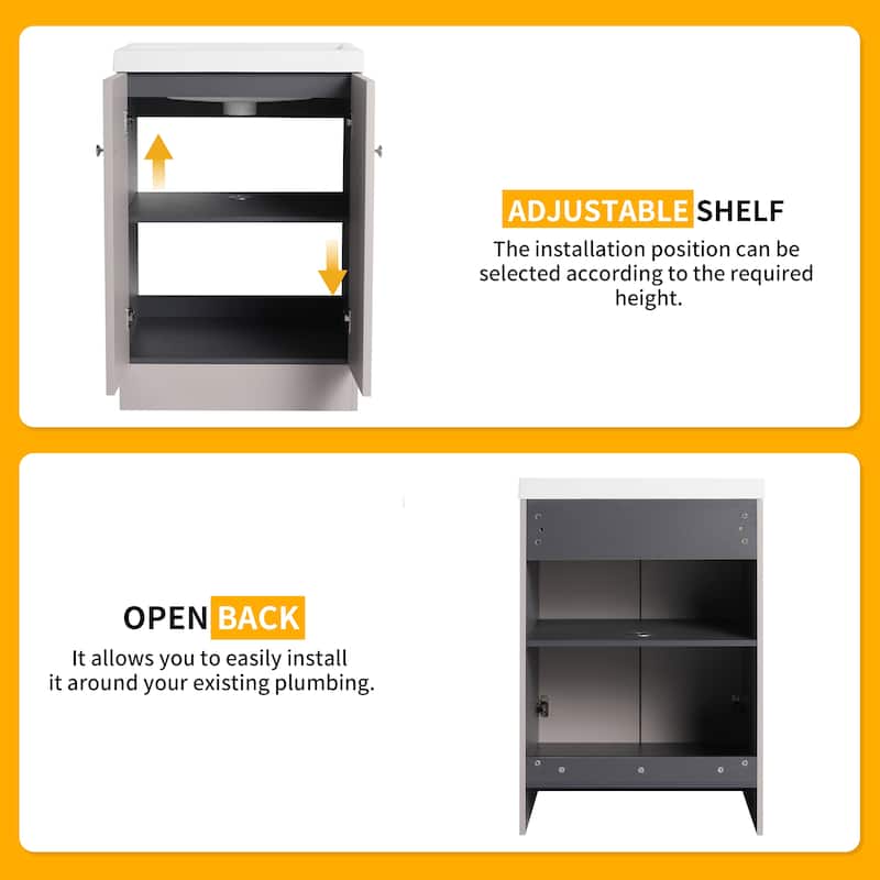 Beingnext 24"/30"/36" Bathroom Vanity with Sink, Freestanding Bathroom Vanity with Soft Close Door and Adjustable Shelf