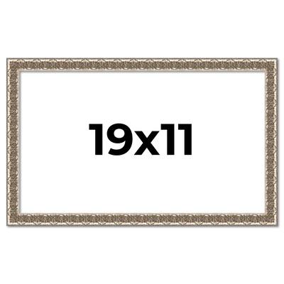 19x11 Frame Silver Versailles Ornate Solid Wood Picture Frame | 1 Inch