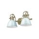 preview thumbnail 2 of 0, Yep by Golden Lighting Duncan 2-light Vanity in Aged Brass and Seafoam shade