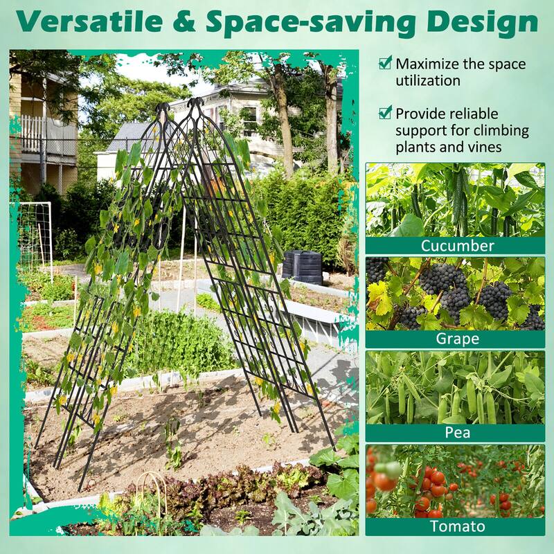 Gymax 71'' Tall Metal Garden Trellis for Climbing Plants 6 Pack Fence