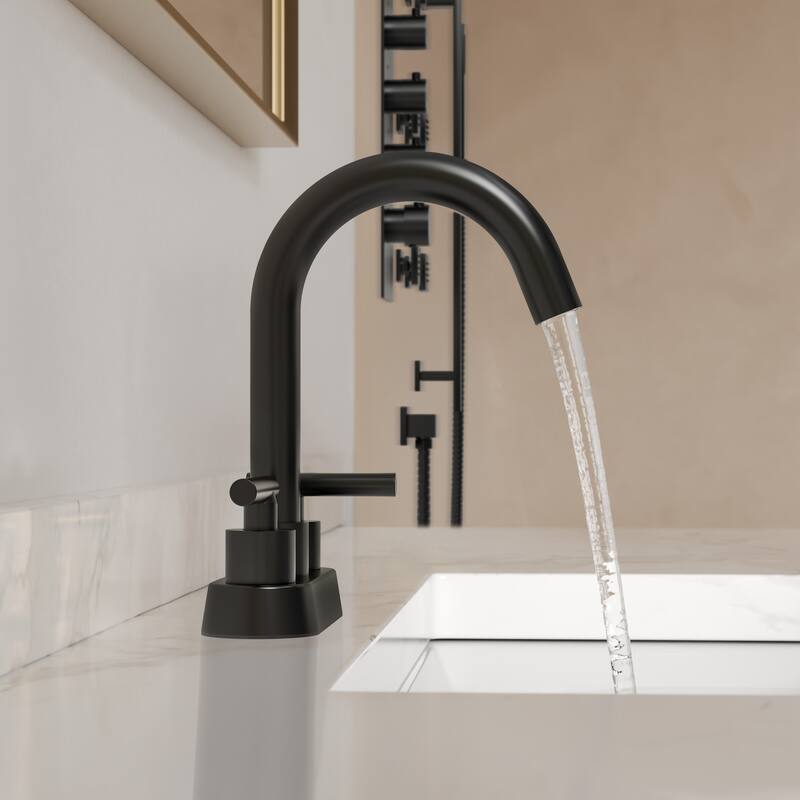 GRANDJOY 4" High Arc Centerset 2-Handle Bathroom Faucet