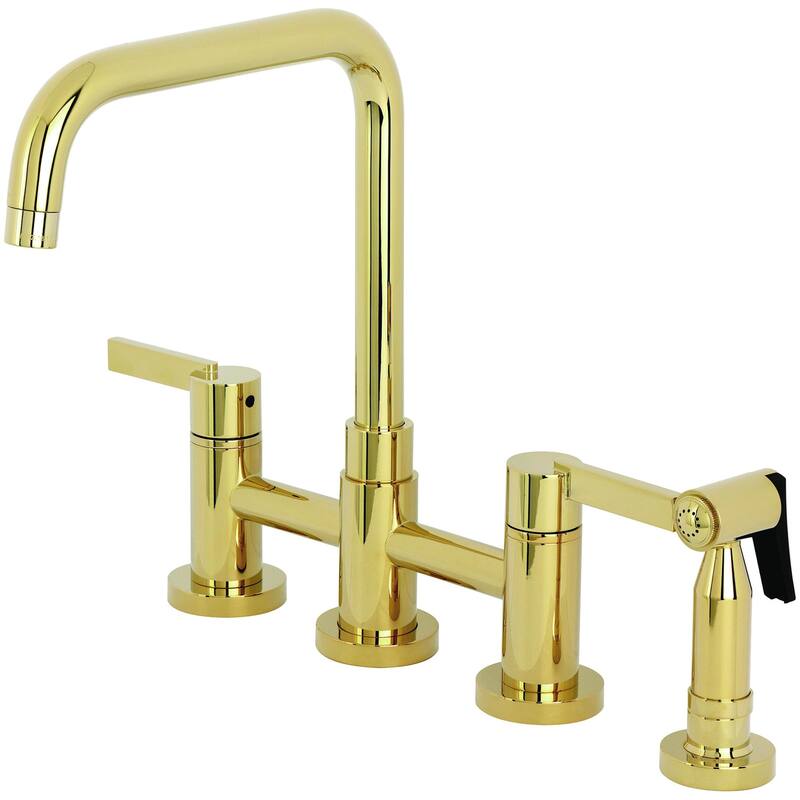Kingston Brass KS828.CTLBS Continental 1.8 GPM Bridge Kitchen Faucet - Polished Brass
