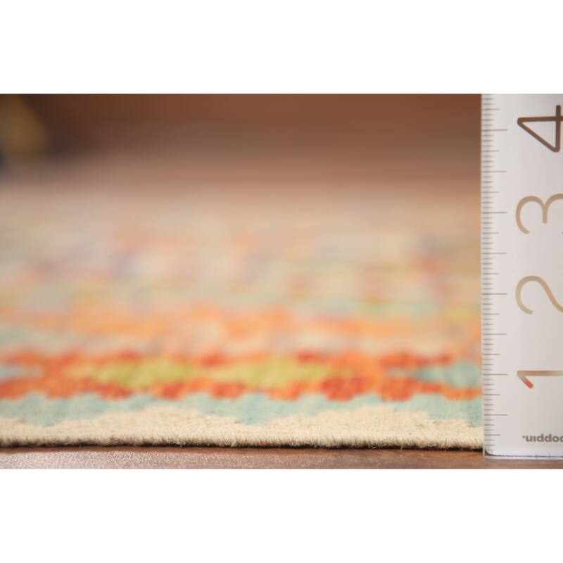 Hand Woven Oriental 100% Wool Carpet Southwestern Geometric Multi-Colored Kilim Area Rug - 6' 5'' X 4' 11''