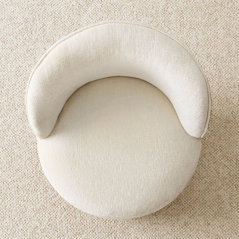 Upholstered Chenille Barrel Accent Chair with Castors(Set of 2)