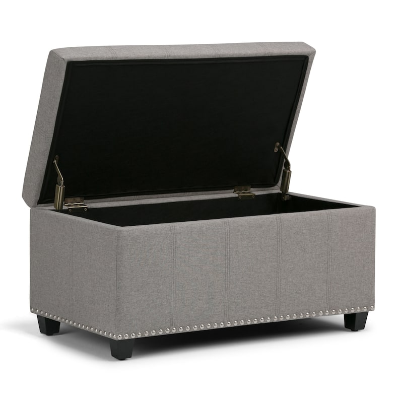 WYNDENHALL Megan 34 inch Wide Transitional Rectangle Storage Ottoman