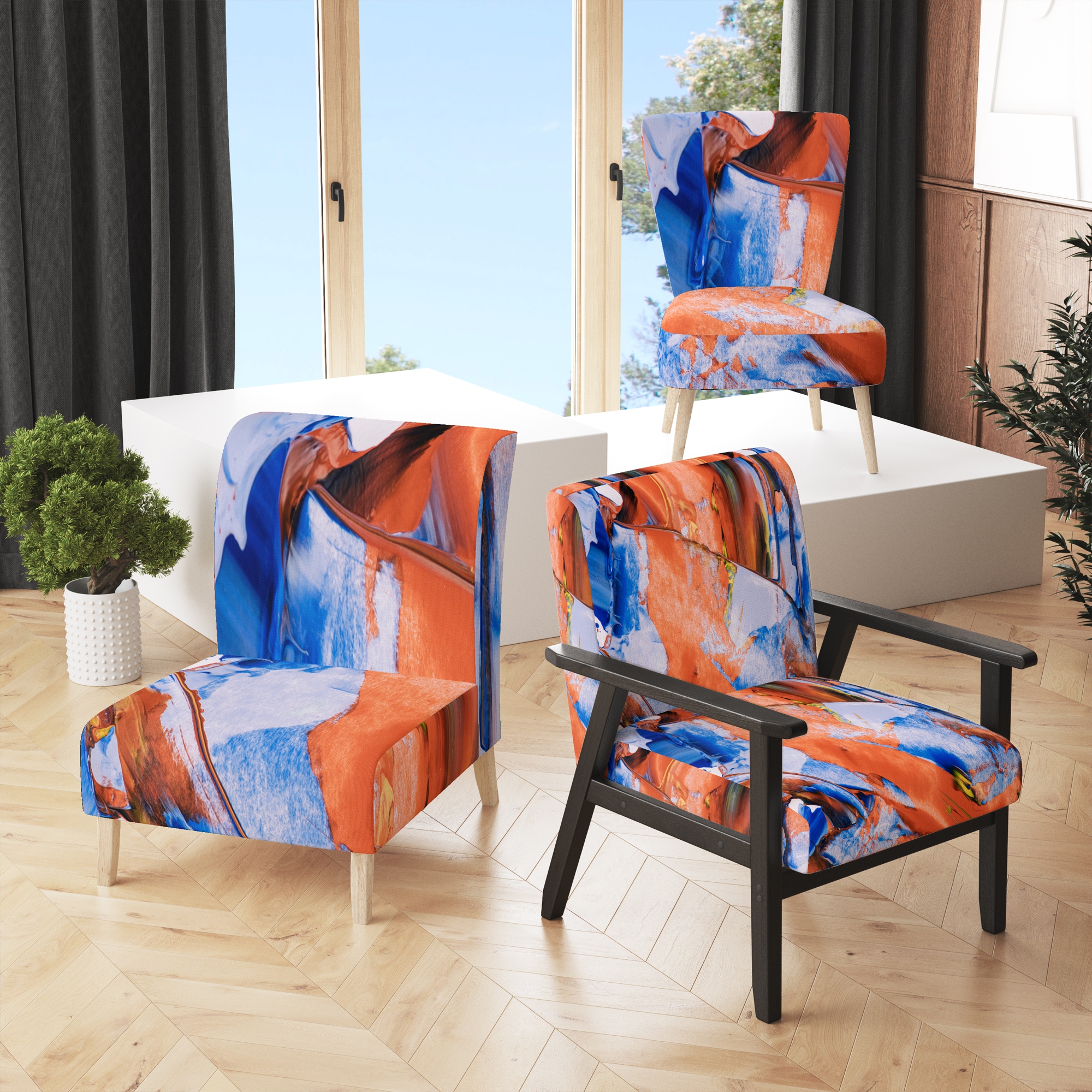 Blue and orange accent chair clearance