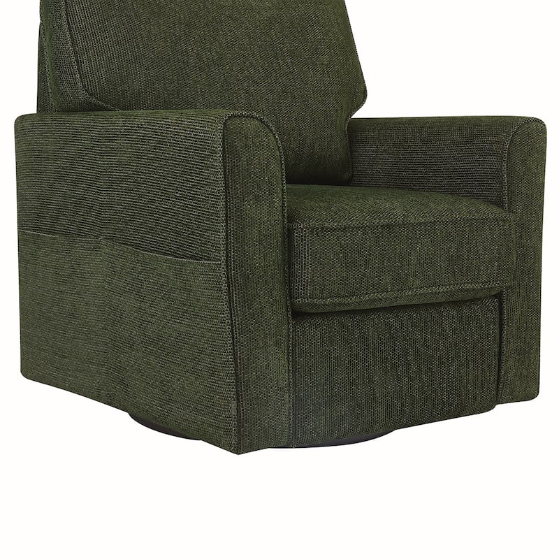 Chenille Swivel Barrel Armchair With Side Pockets