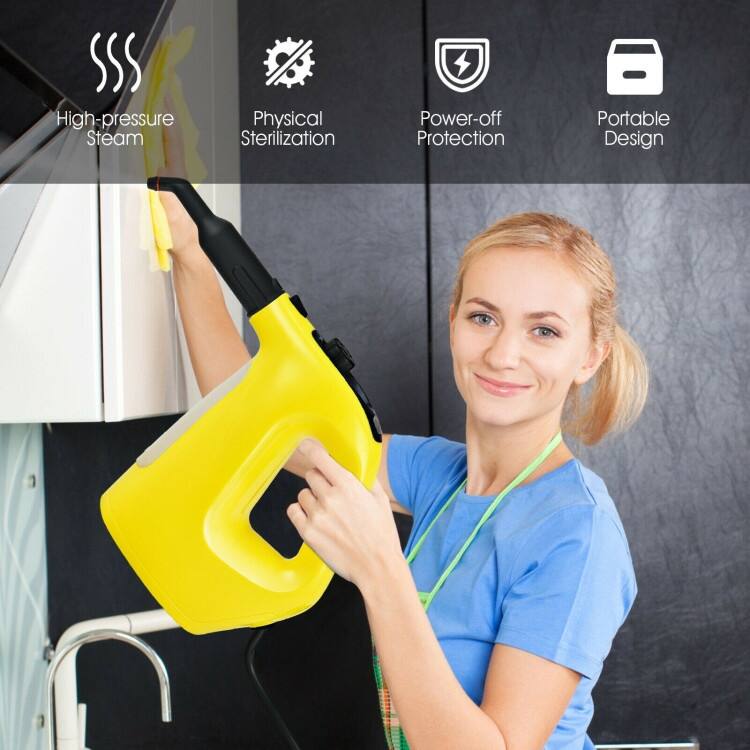 Powerful 1400W Handheld Steam Cleaner with 17 Accessories for Versatile Household Cleaning - 13" x 5" x 9.5" (L x W x H)