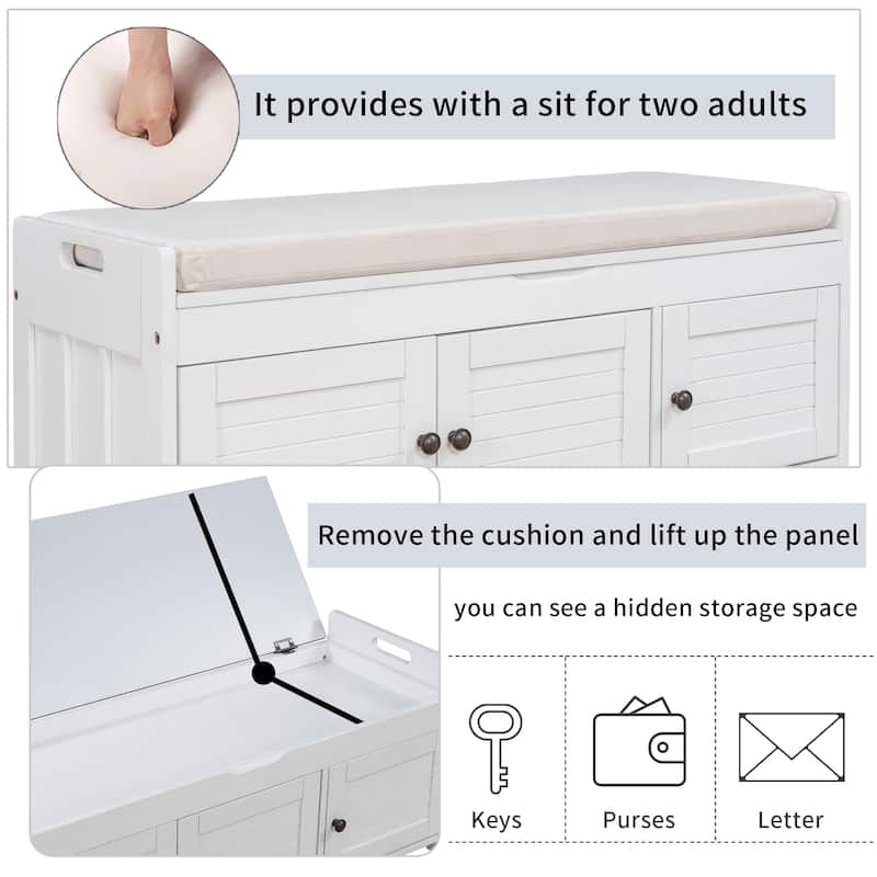 TREXM Storage Bench with 3 Shutter-shaped Doors